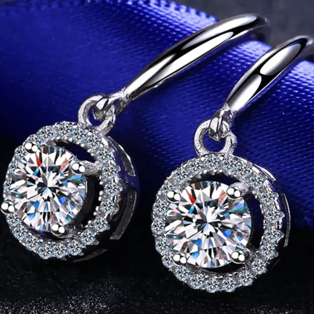1 Carat Moissanite 925 Sterling Silver Drop Earrings Trendsi