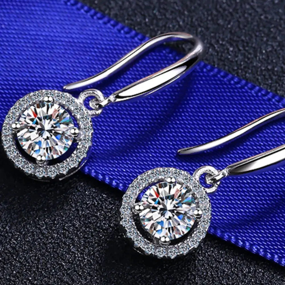 1 Carat Moissanite 925 Sterling Silver Drop Earrings Trendsi