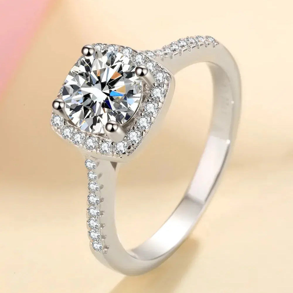 1 Carat Moissanite 925 Sterling Silver Ring Trendsi