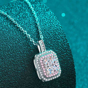 1 Carat Moissanite Geometric Pendant Chain Necklace Trendsi