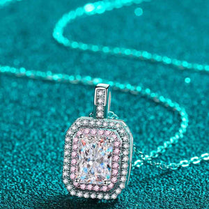 1 Carat Moissanite Geometric Pendant Chain Necklace Trendsi