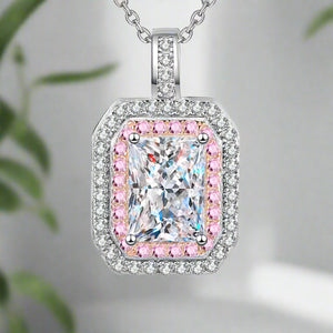 1 Carat Moissanite Geometric Pendant Chain Necklace Trendsi