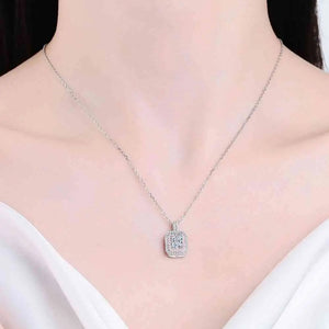 1 Carat Moissanite Geometric Pendant Chain Necklace Trendsi