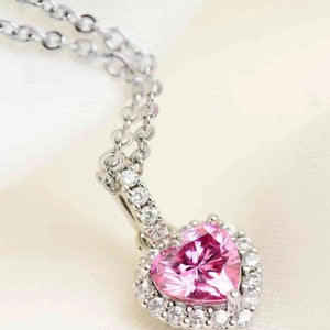 1 Carat Moissanite Heart Pendant Necklace Trendsi