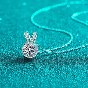 1 Carat Moissanite Rabbit Ears Shape Pendant Necklace Trendsi