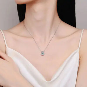 1 Carat Moissanite Rabbit Ears Shape Pendant Necklace Trendsi