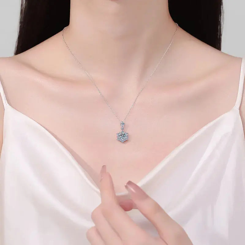 1 Carat Moissanite Zircon 925 Sterling Silver Necklace Trendsi