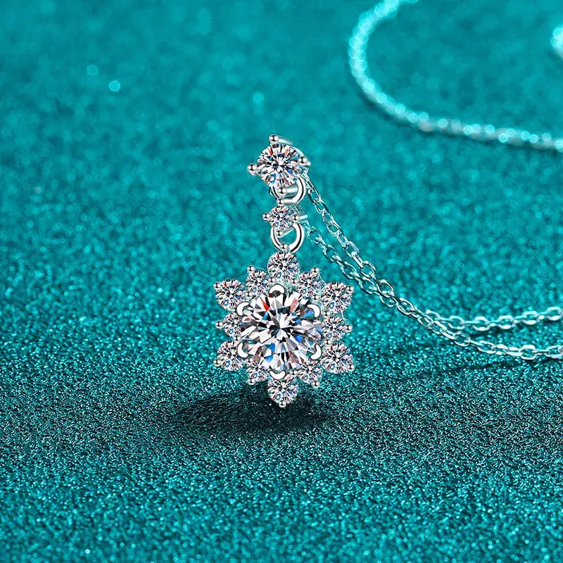 1 Carat Moissanite Zircon 925 Sterling Silver Necklace Trendsi