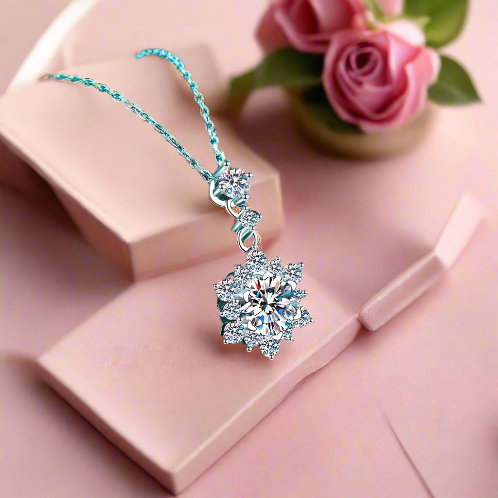 1 Carat Moissanite Zircon 925 Sterling Silver Necklace Trendsi