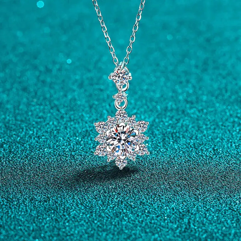 1 Carat Moissanite Zircon 925 Sterling Silver Necklace Trendsi