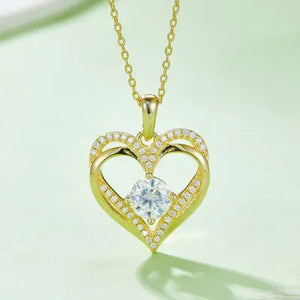 1.2 Carat Moissanite 925 Sterling Silver Heart Necklace Trendsi