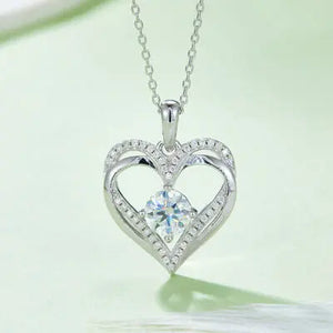 1.2 Carat Moissanite 925 Sterling Silver Heart Necklace Trendsi