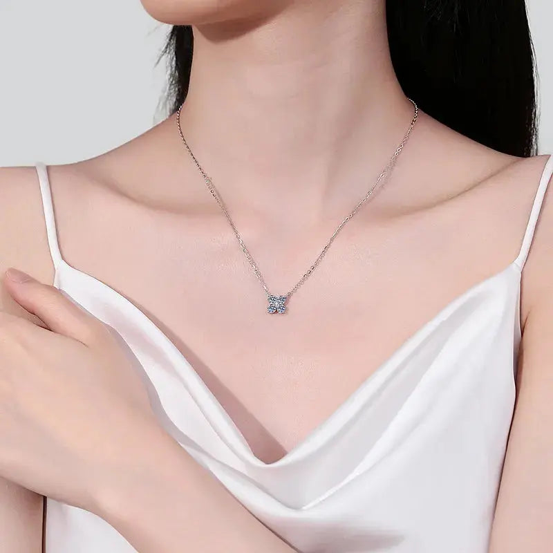 1.26 Carat Moissanite 925 Sterling Silver Geometric Shape Pendant Necklace Trendsi