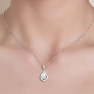 1.5 Carat Moissanite 925 Sterling Silver Teardrop Necklace Trendsi