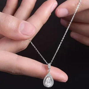 1.5 Carat Moissanite 925 Sterling Silver Teardrop Necklace Trendsi