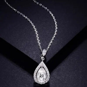 1.5 Carat Moissanite 925 Sterling Silver Teardrop Necklace Trendsi