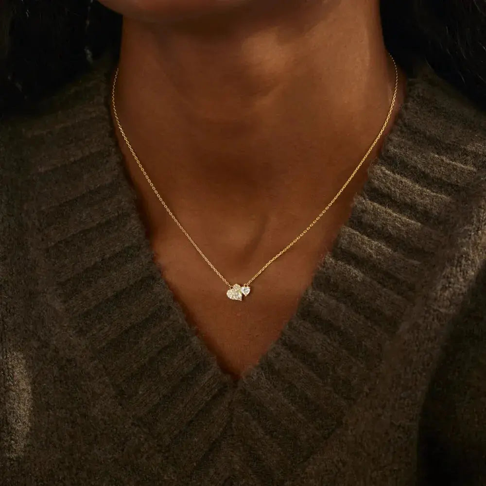 18K Gold-Plated 925 Sterling Silver Zircon Heart Necklace Trendsi