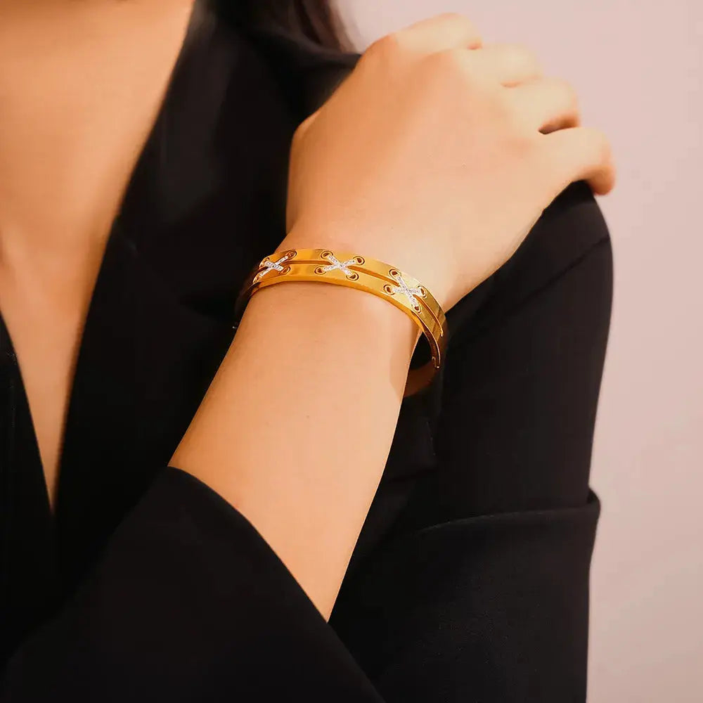 18K Gold-Plated Czech Diamond Bracelet Trendsi