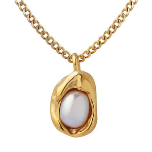 18K Gold-Plated Pearl Pendant Necklace Trendsi