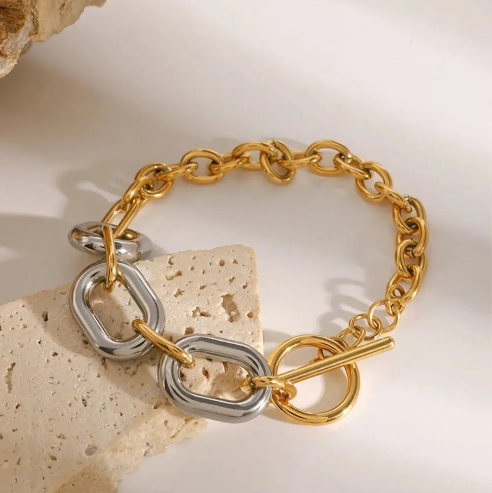 18K Gold-Plated Stainless Steel Chain Bracelet Trendsi