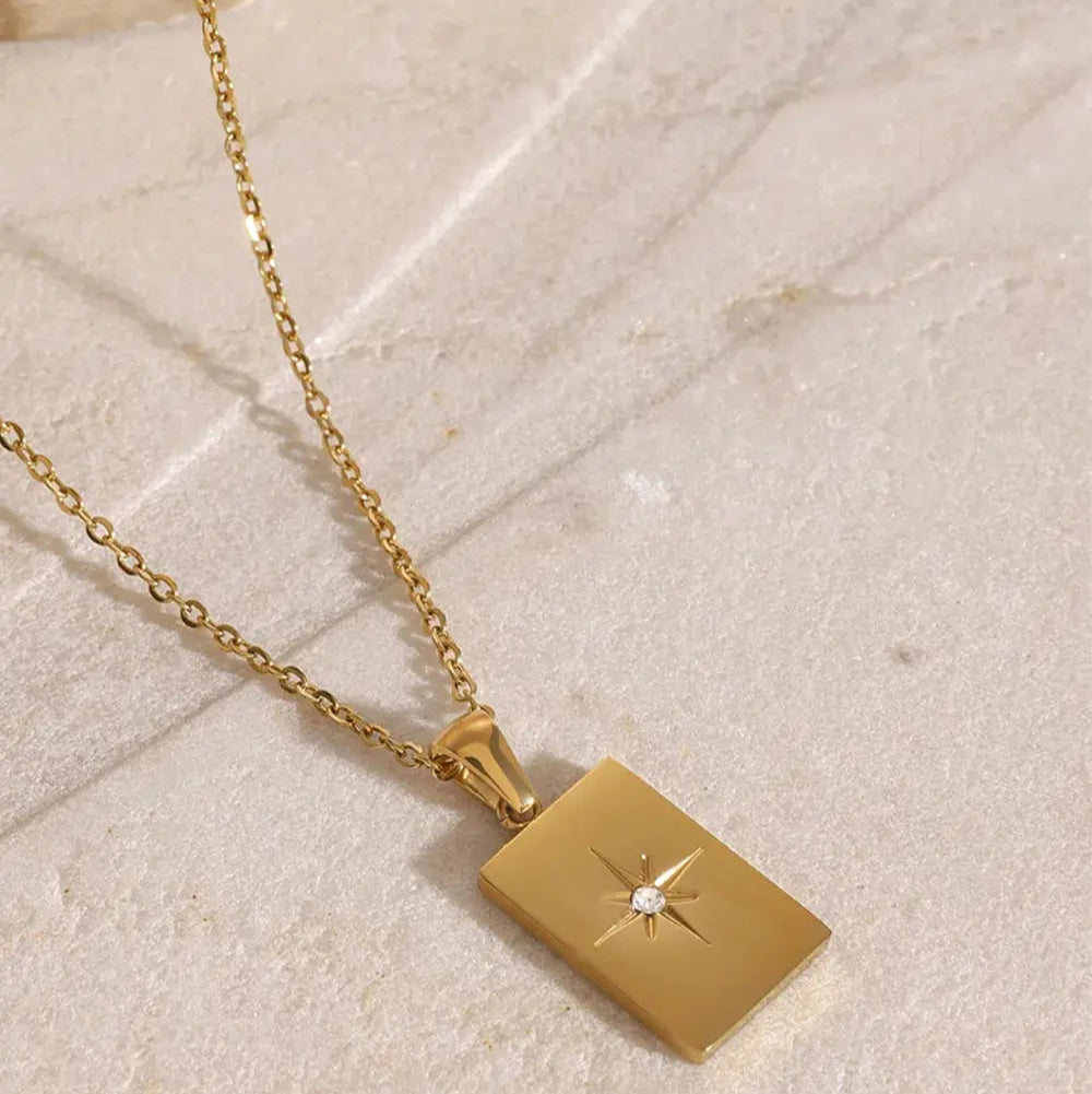 18K Gold-Plated Stainless Steel Double-Layered Necklace Trendsi