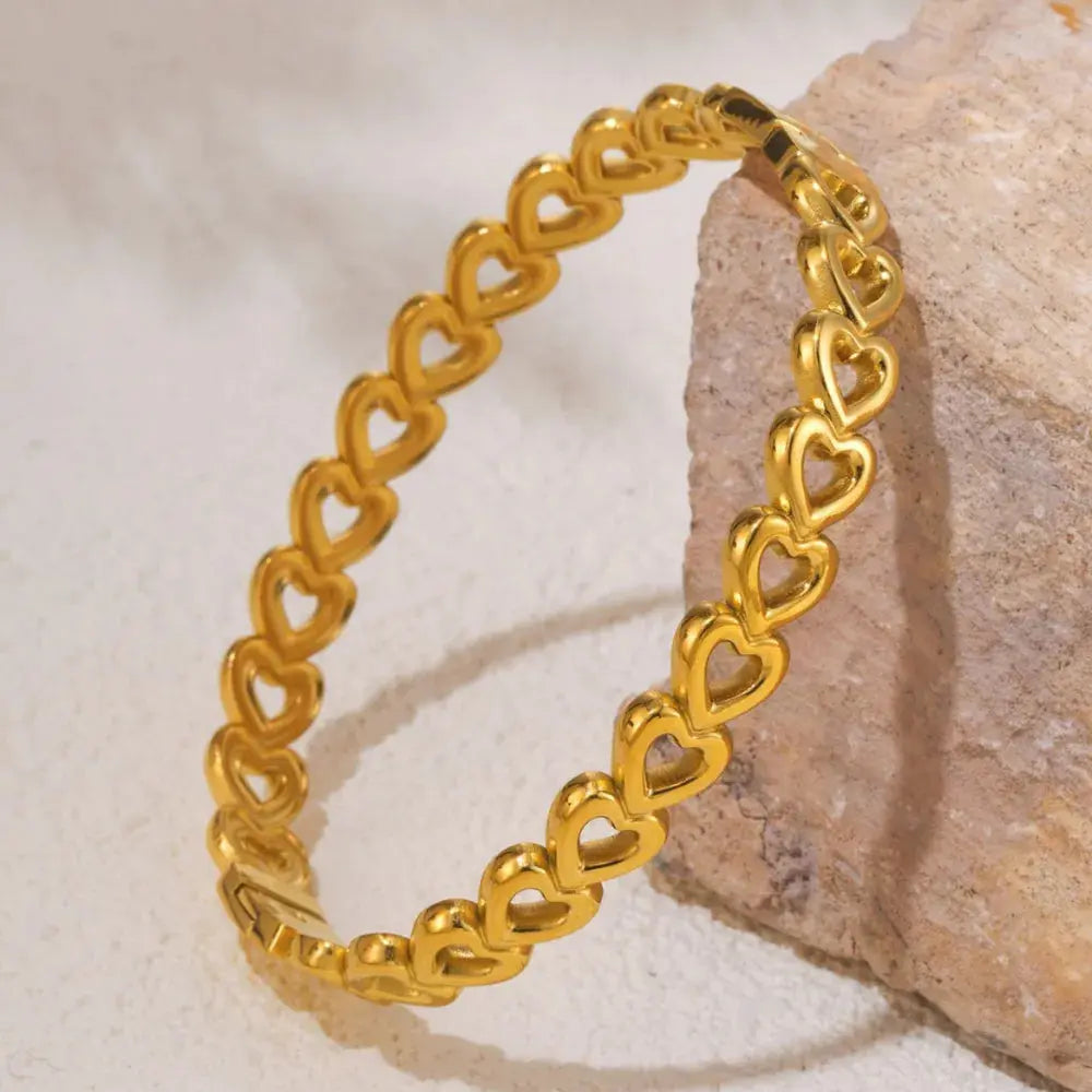 18K Gold-Plated Stainless Steel Heart Bracelet Trendsi