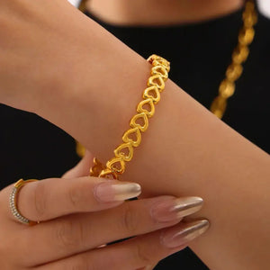 18K Gold-Plated Stainless Steel Heart Bracelet Trendsi