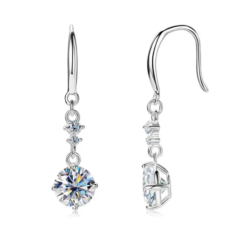 2 Carat Moissanite 925 Sterling Silver Earrings Trendsi