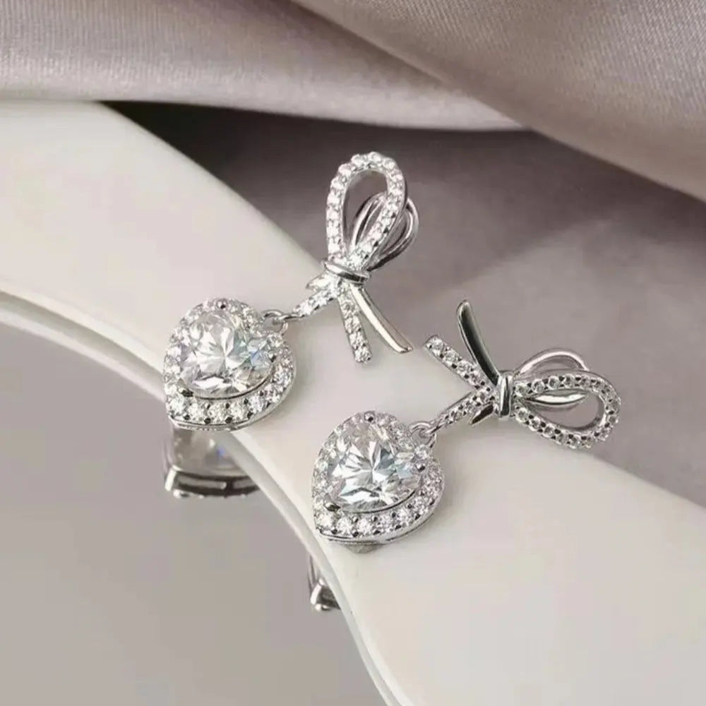 2 Carat Moissanite 925 Sterling Silver Heart Earrings Trendsi