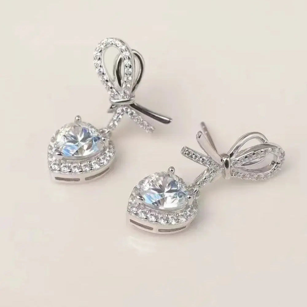 2 Carat Moissanite 925 Sterling Silver Heart Earrings Trendsi