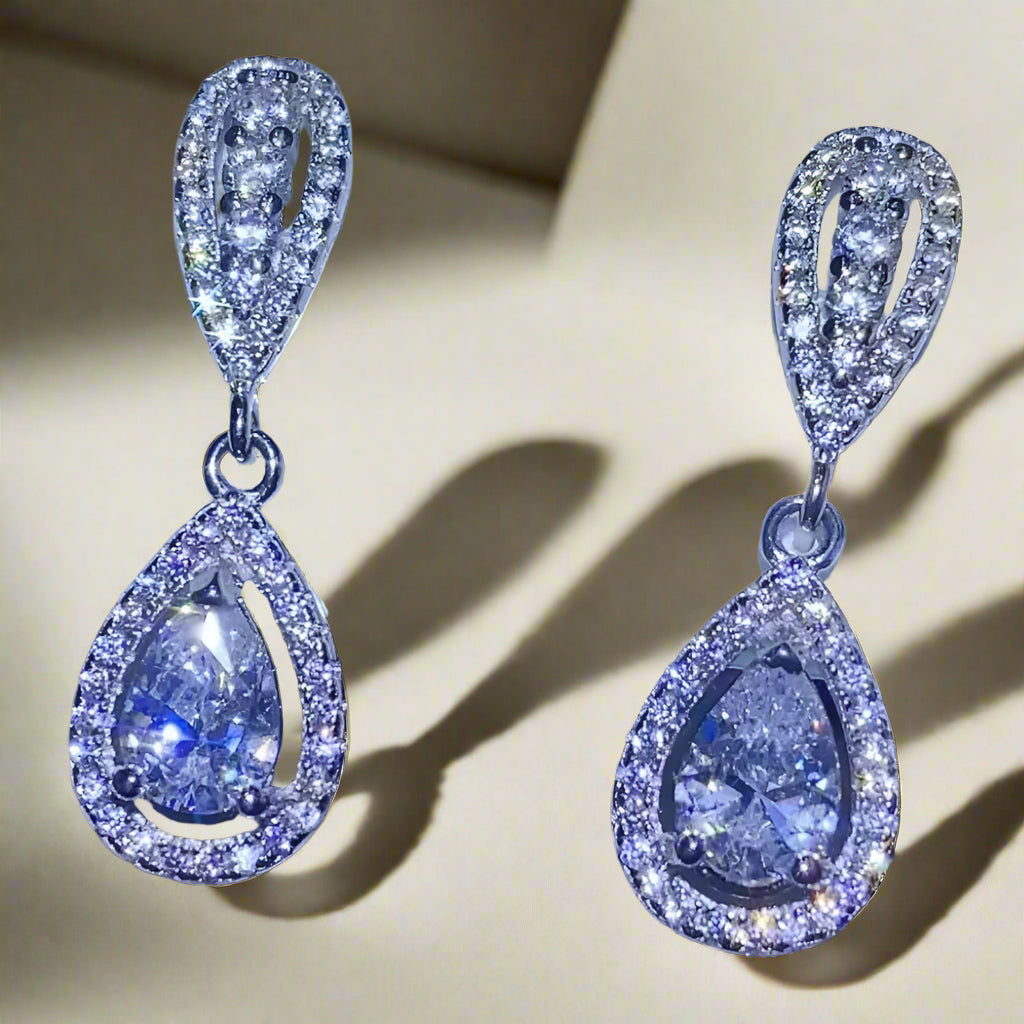 2 Carat Moissanite 925 Sterling Silver Teardrop Earrings Trendsi