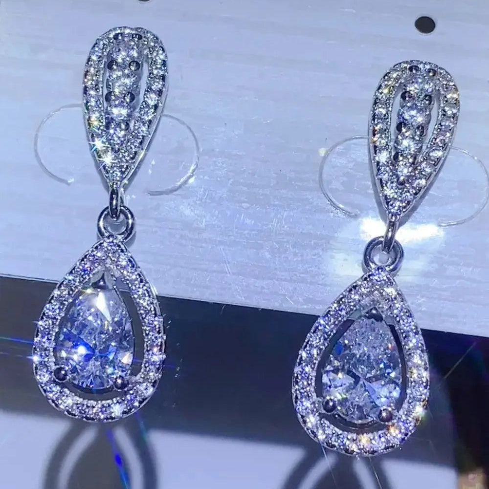 2 Carat Moissanite 925 Sterling Silver Teardrop Earrings Trendsi