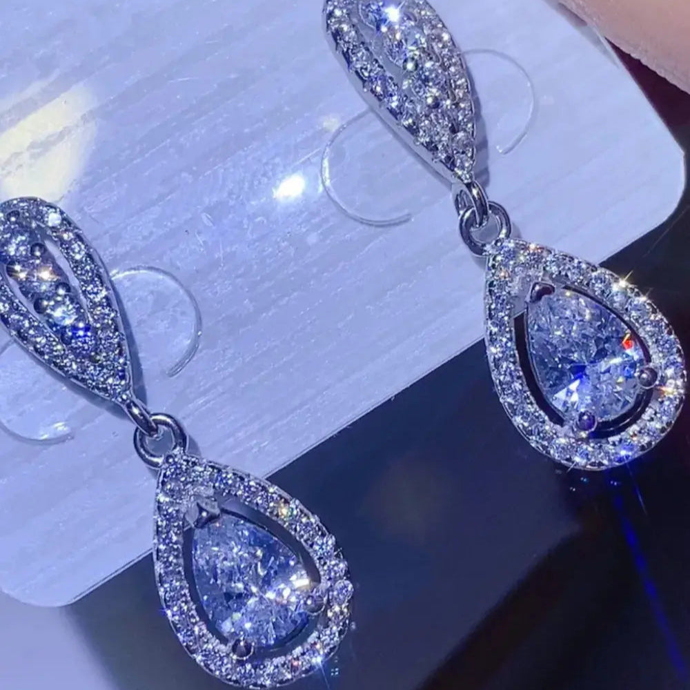 2 Carat Moissanite 925 Sterling Silver Teardrop Earrings Trendsi
