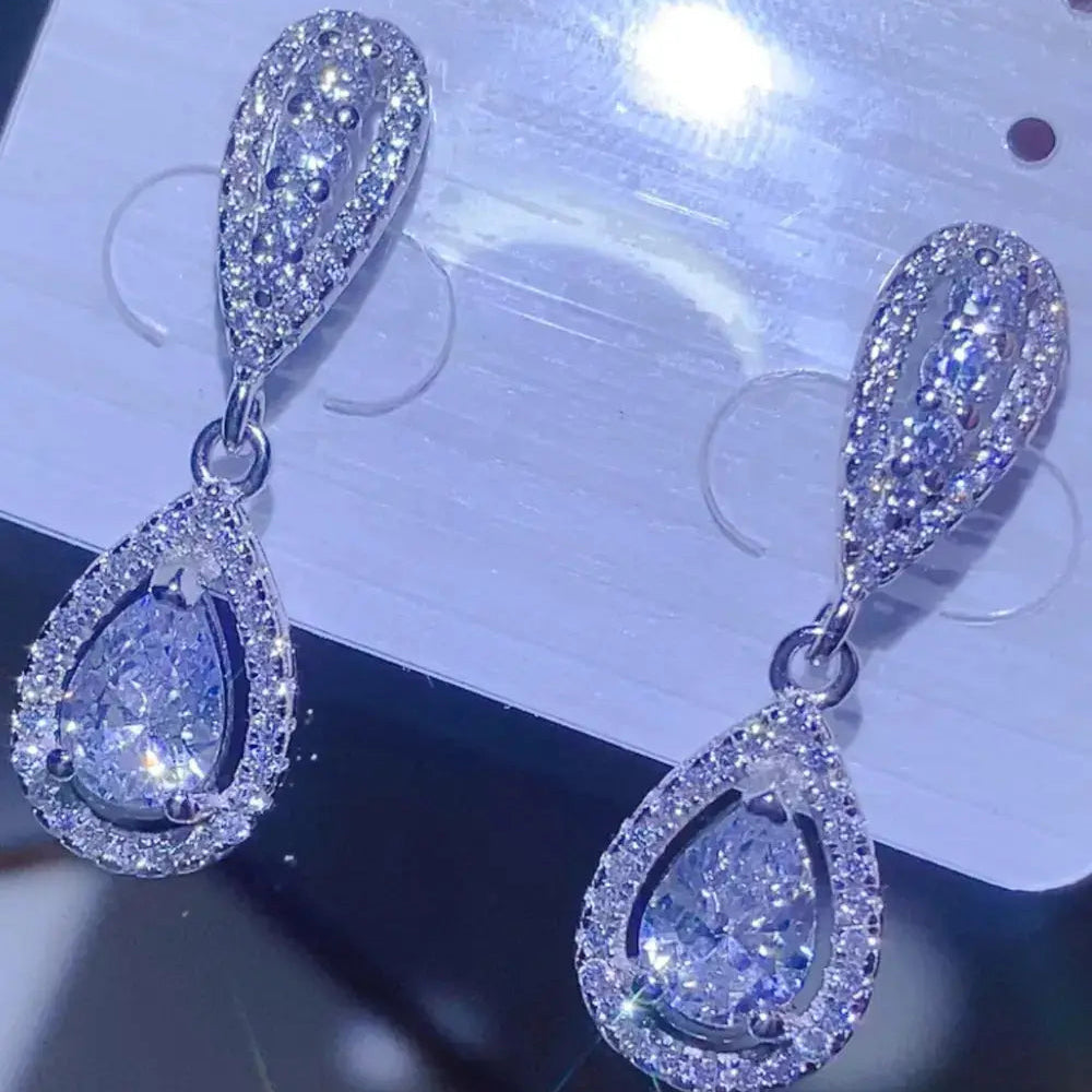 2 Carat Moissanite 925 Sterling Silver Teardrop Earrings Trendsi