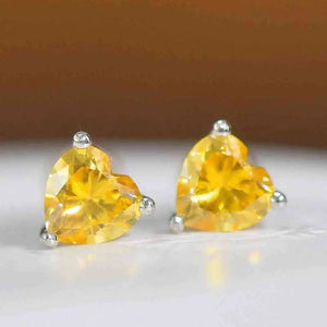 2 Carat Yellow Heart Moissanite Platinum-Plated Earrings Trendsi