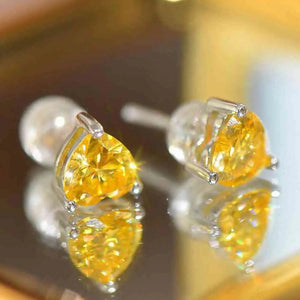 2 Carat Yellow Heart Moissanite Platinum-Plated Earrings Trendsi