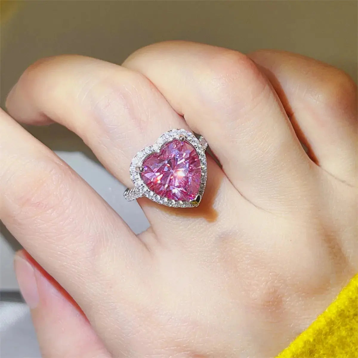 5 Carat Moissanite 925 Sterling Silver Heart Ring Trendsi