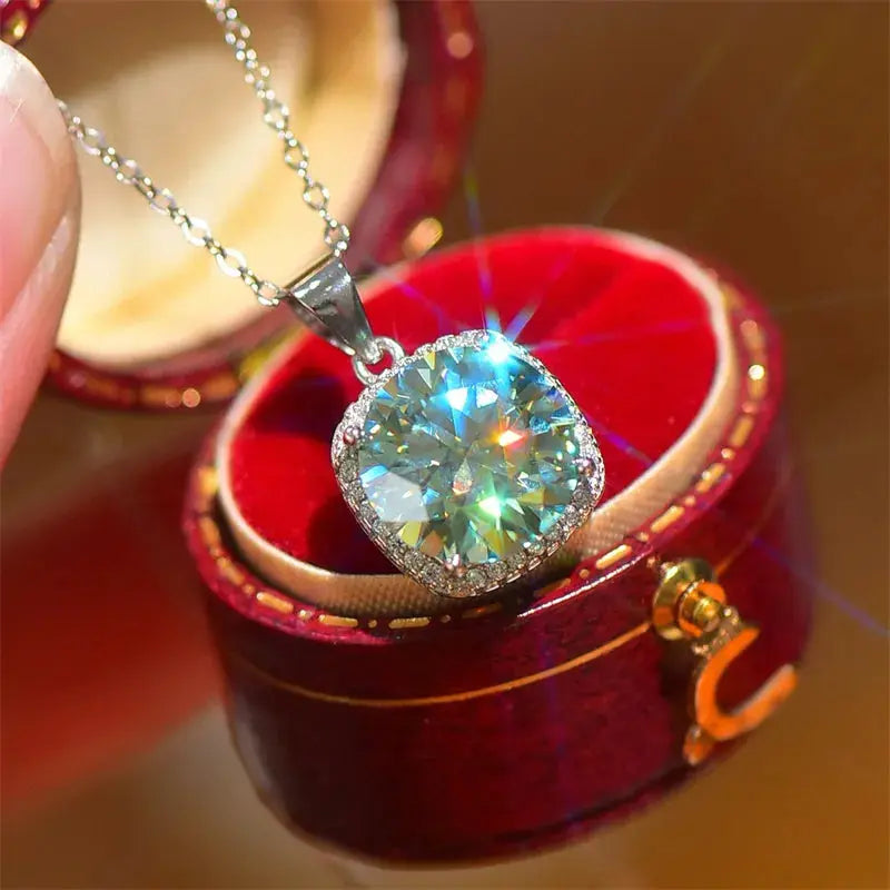 5 Carat Moissanite 925 Sterling Silver Pendant Necklace Trendsi