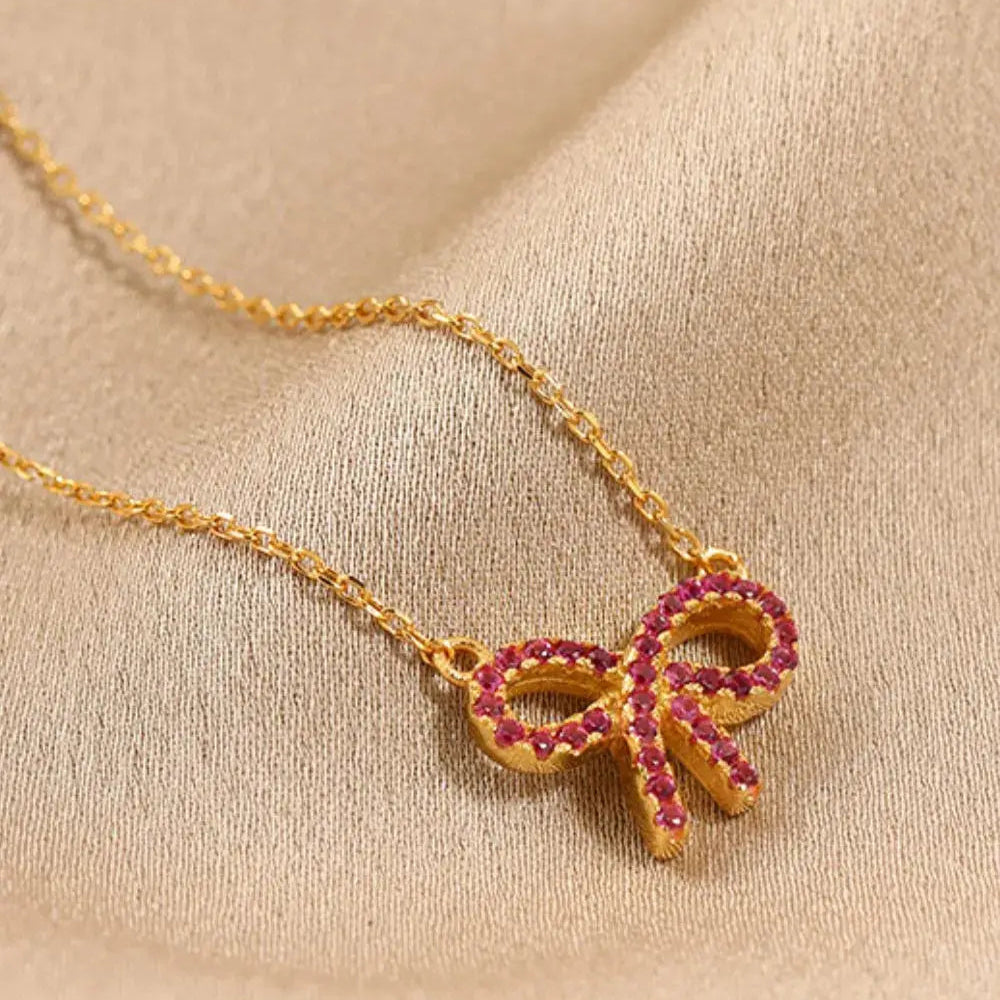 925 Sterling Silver Bow Necklace Trendsi