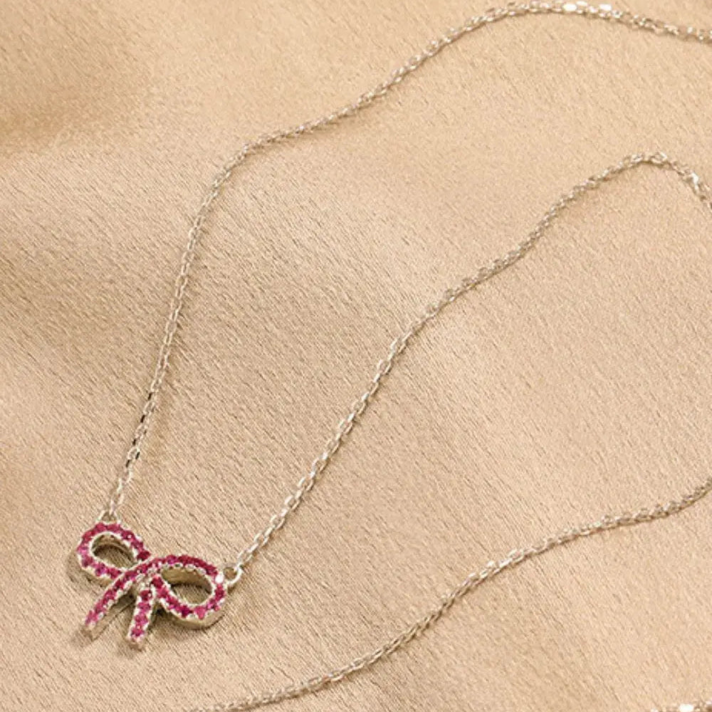 925 Sterling Silver Bow Necklace Trendsi