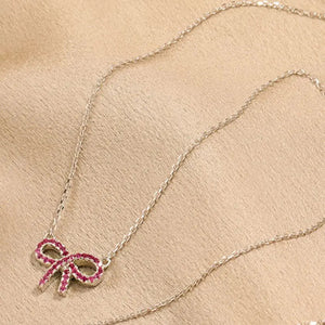 925 Sterling Silver Bow Necklace Trendsi
