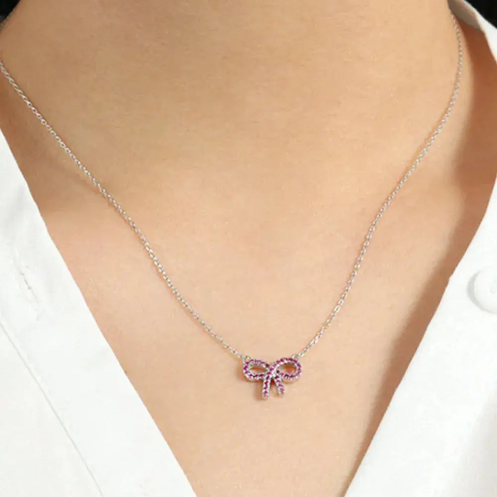 925 Sterling Silver Bow Necklace Trendsi