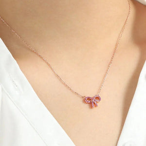 925 Sterling Silver Bow Necklace Trendsi