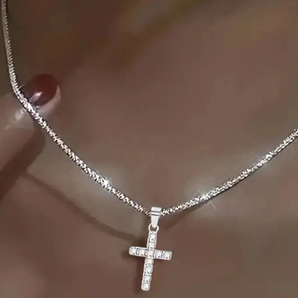 925 Sterling Silver Cross Necklace Trendsi