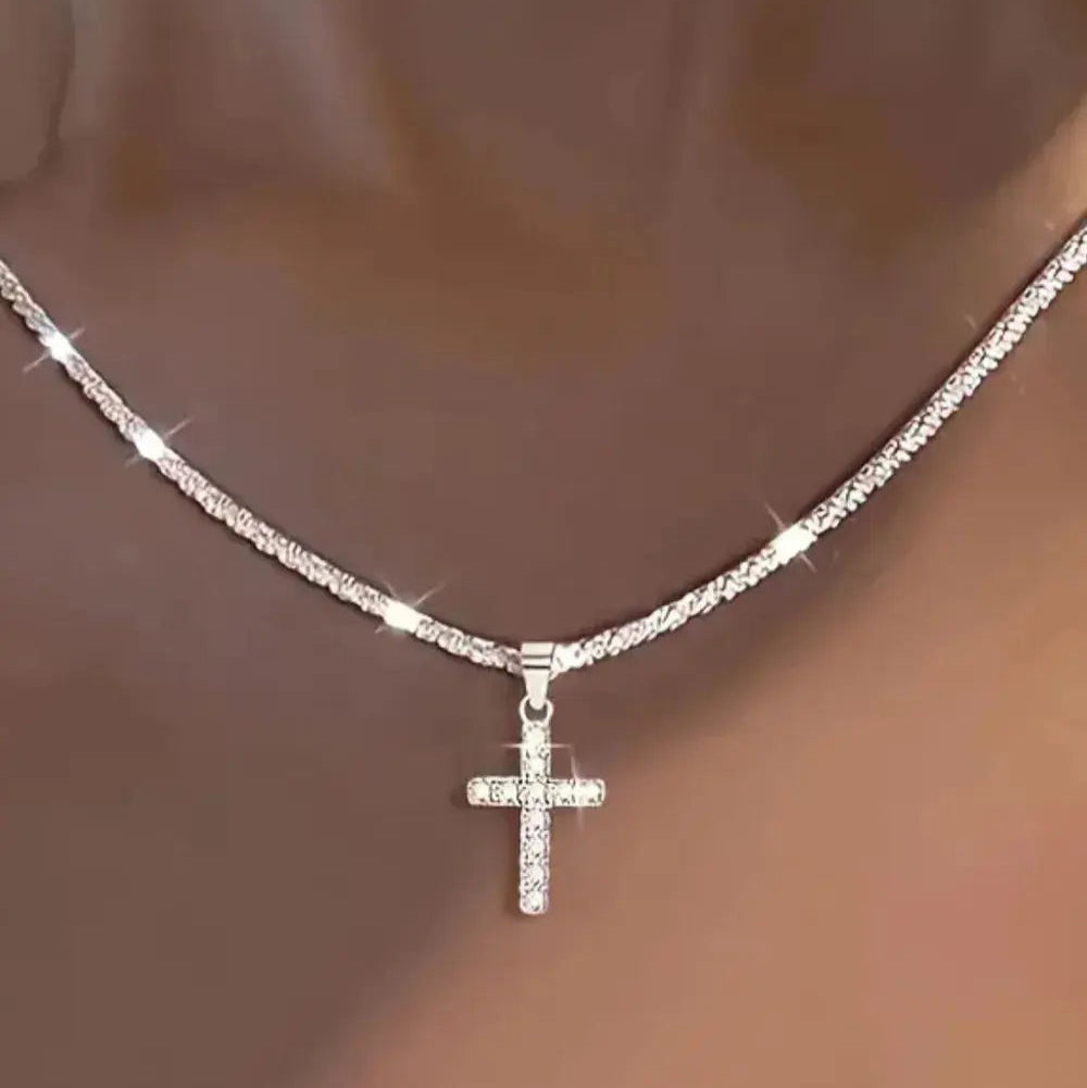 925 Sterling Silver Cross Necklace Trendsi
