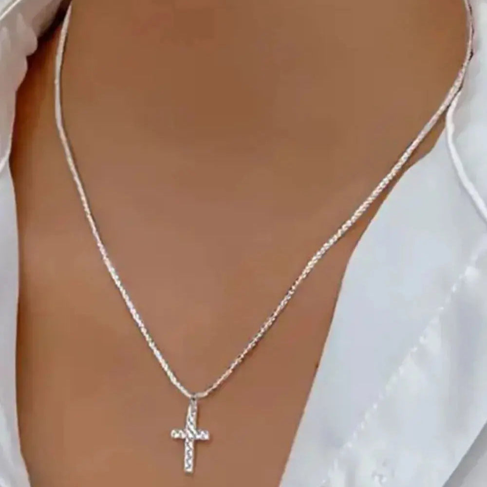 925 Sterling Silver Cross Necklace Trendsi