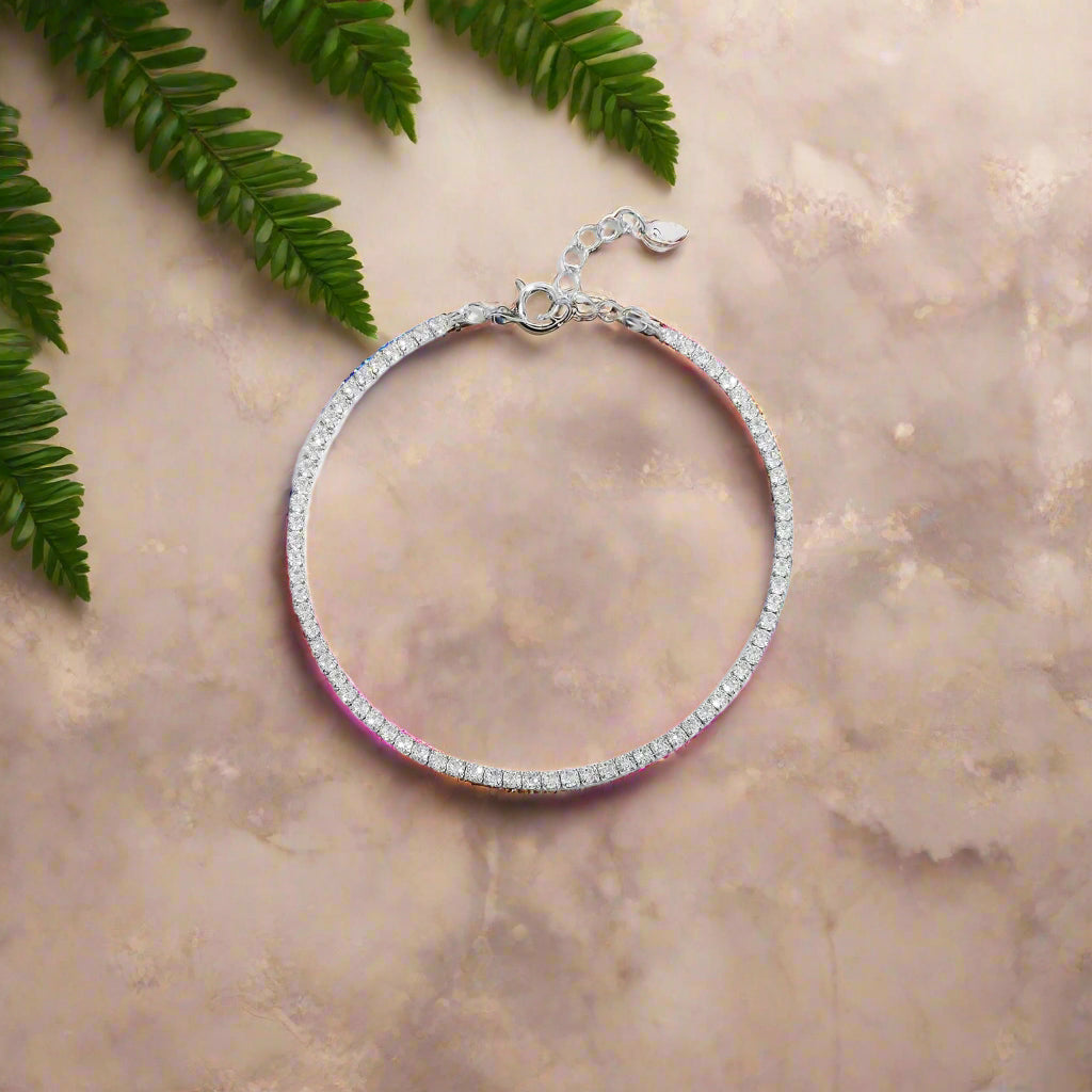 925 Sterling Silver Inlaid Zircon Bracelet Trendsi
