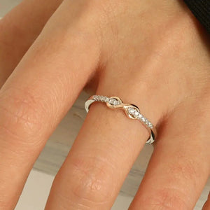 925 Sterling Silver Inlaid Zircon Infinity Symbol Ring Trendsi