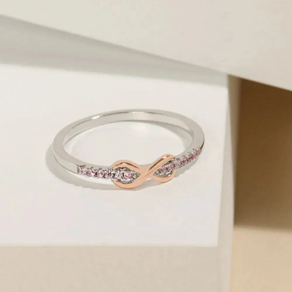 925 Sterling Silver Inlaid Zircon Infinity Symbol Ring Trendsi