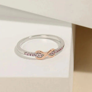 925 Sterling Silver Inlaid Zircon Infinity Symbol Ring Trendsi